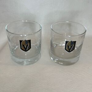 VGK Jack Daniel’s 8 Ounce Glasses Whiskey Rocks Cocktail Bar Hockey Set Of 2